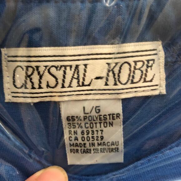 VINTAGE Crystal Kobe LARGE Blue Dolphin Sea Seashell Embroidered Tee Shirt - Picture 5 of 5